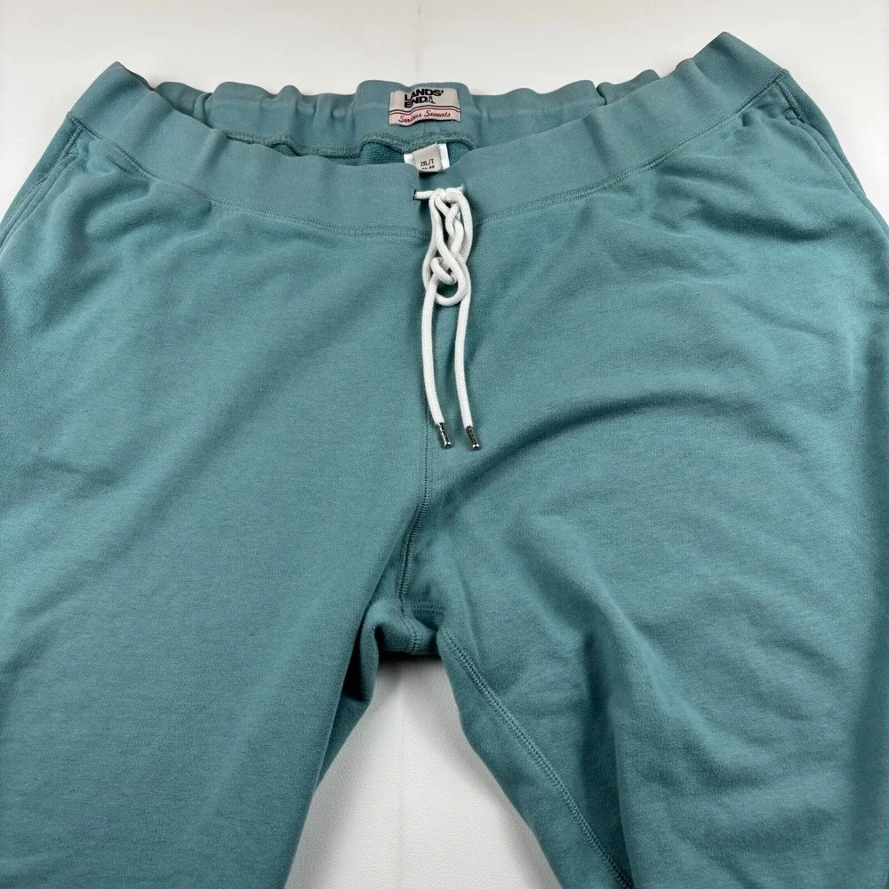 Lands' End Sweatpants Mens 2XLT Mint Green Cotton Stretch Tapered Leg Drawstring